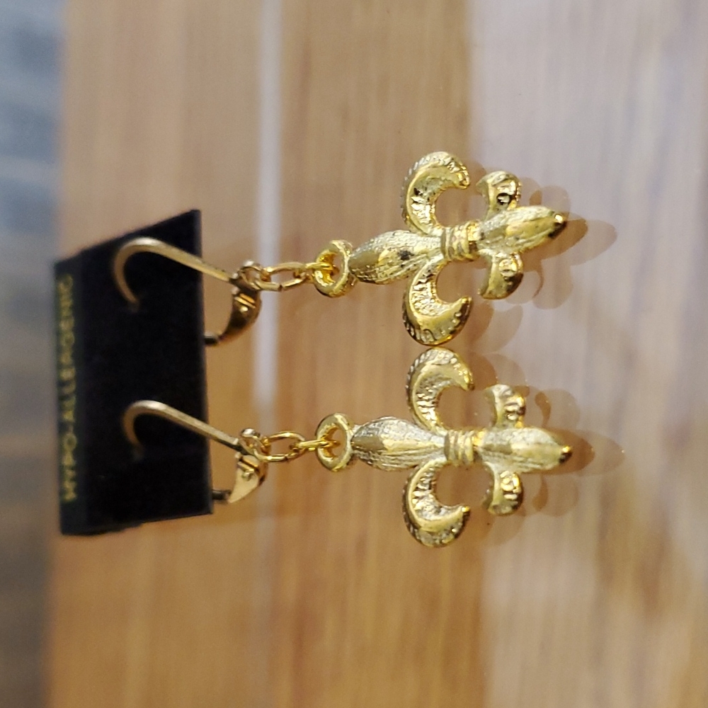 Gold Fleur-de-lis Hypoallergenic Earrings